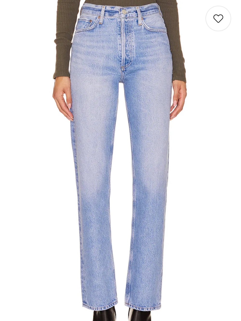 Agolde Light Blue High-Rise Straight Jeans for Women